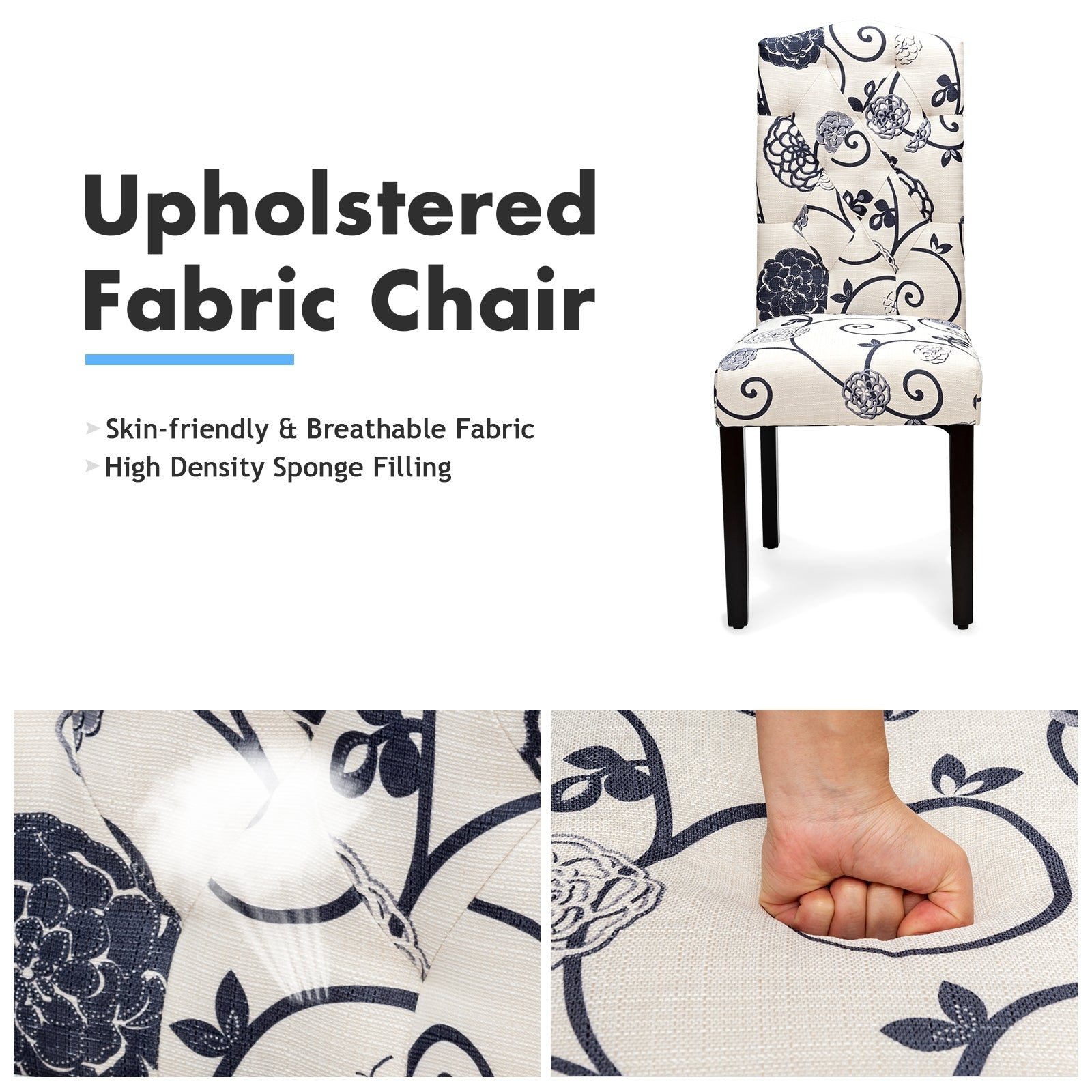 Set Of 2 Tufted Upholstered Dining Chairs, Black And White Dining Chairs at Gallery Canada