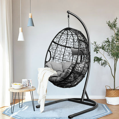 Hanging Cushioned Hammock Chair with Stand , Gray Hammocks at Gallery Canada