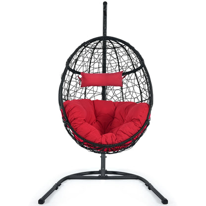Hanging Cushioned Hammock Chair with Stand, Red Hammocks at Gallery Canada