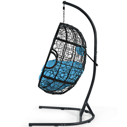 Hanging Cushioned Hammock Chair with Stand, Blue Hammocks at Gallery Canada