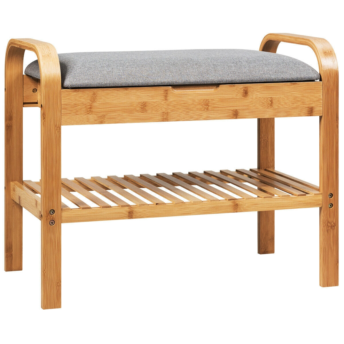 Bamboo Shoe Rack Bench With Storage Shelf, Natural Shoe Racks & Storage Benches at Gallery Canada
