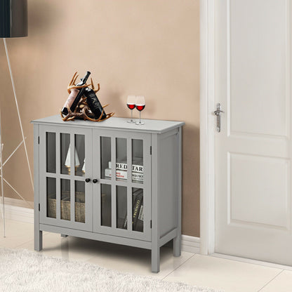 Glass Door Sideboard Console Storage Buffet Cabinet, Gray Sideboards Cabinets & Buffets at Gallery Canada