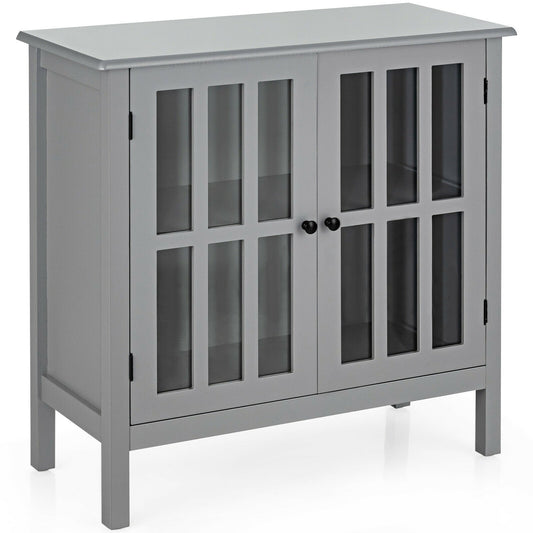 Glass Door Sideboard Console Storage Buffet Cabinet, Gray Sideboards Cabinets & Buffets Gray at Gallery Canada