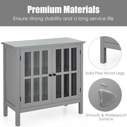 Glass Door Sideboard Console Storage Buffet Cabinet, Gray Sideboards Cabinets & Buffets at Gallery Canada