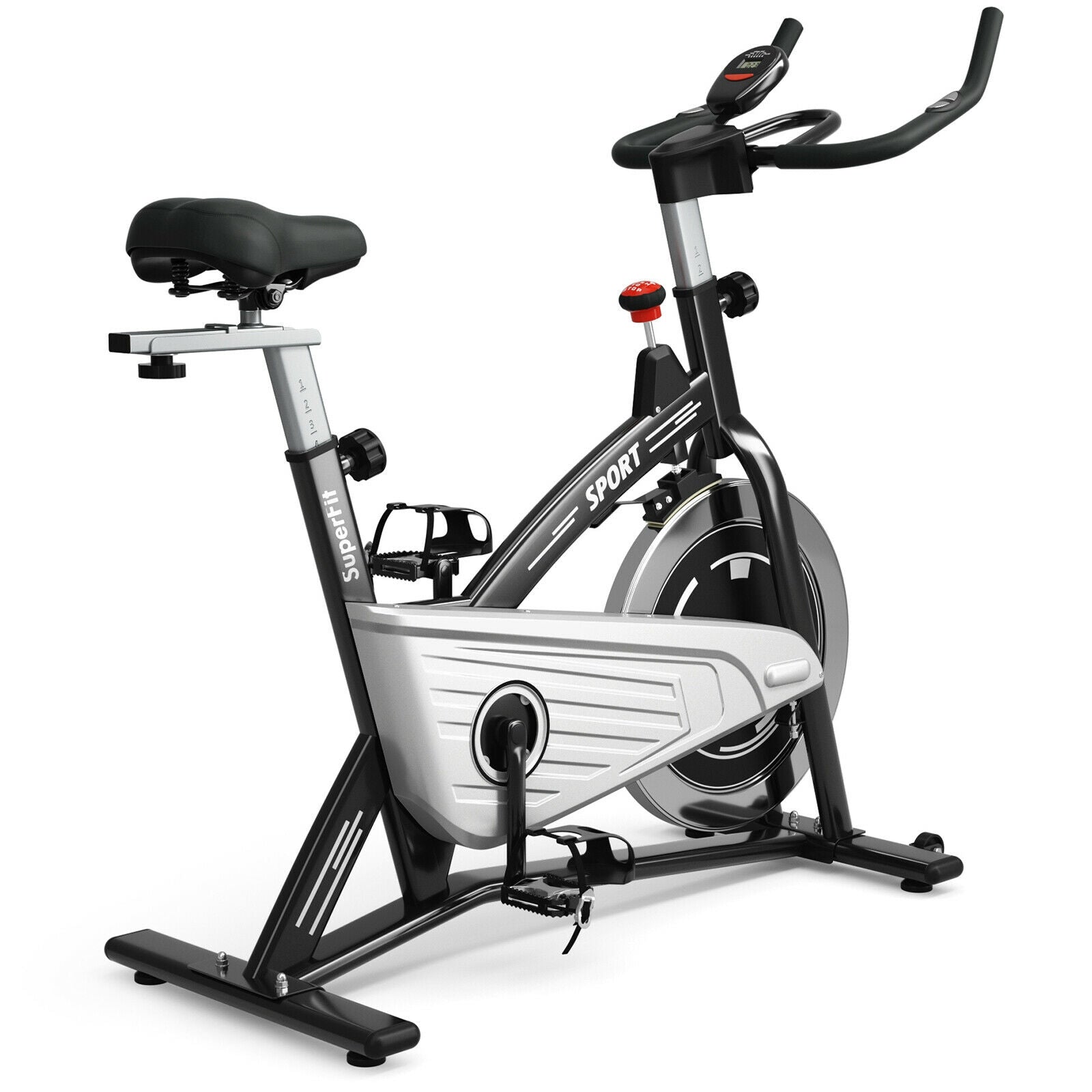 30Lbs Fixed Training Bicycle with Monitor for Gym and Home, Black Exercise Bikes at Gallery Canada