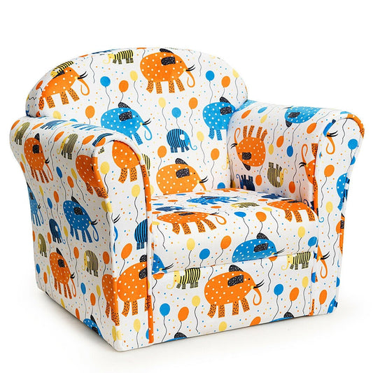 Kids Elephant Upholstered Sofa with Armrest, Multicolor - Gallery Canada