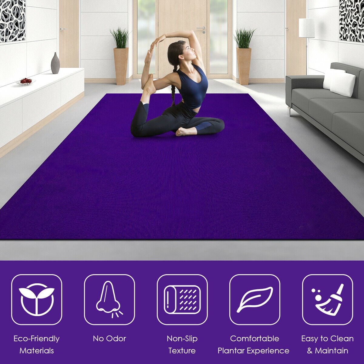6 x 4 Feet Large Yoga Mat, Purple - Gallery Canada