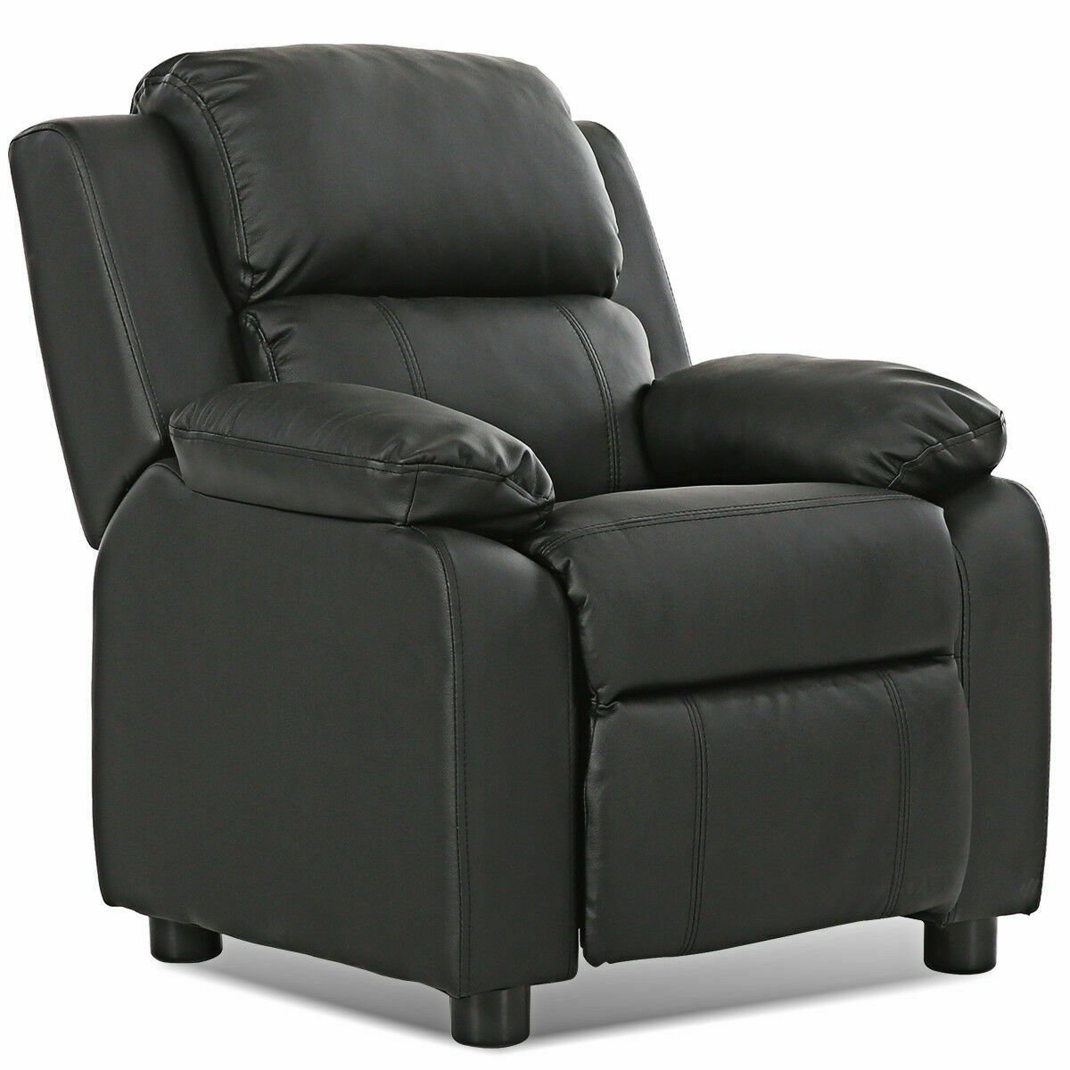 Kids Deluxe Headrest Recliner Sofa Chair with Storage Arms, Black Kids Chairs & Seating Black at Gallery Canada