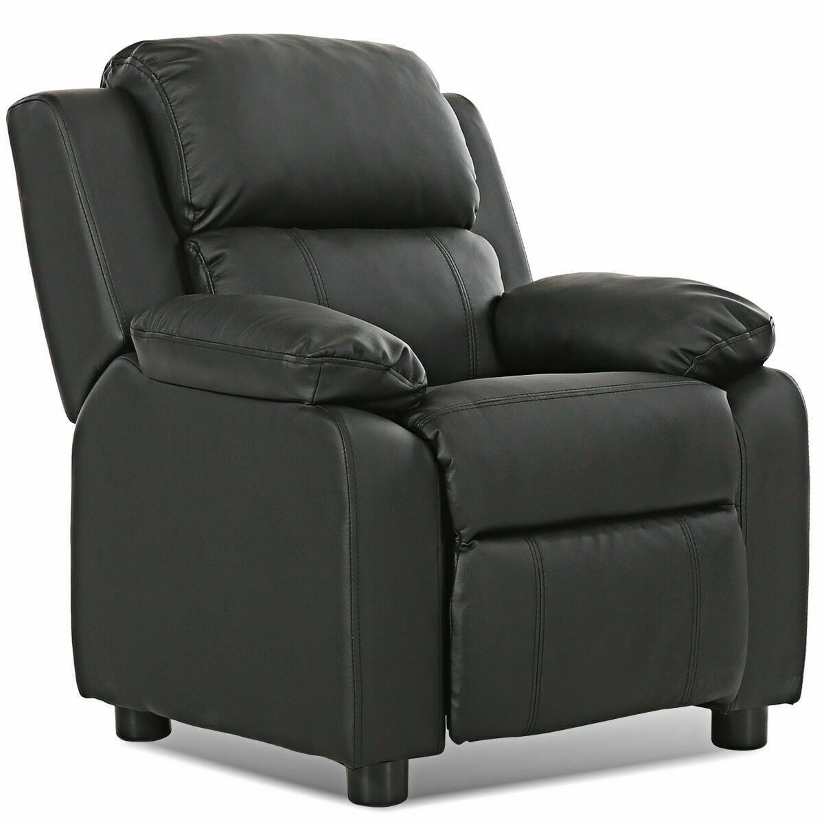 Kids Deluxe Headrest Recliner Sofa Chair, Storage Arms, Black Kids Chairs & Seating Black at Gallery Canada