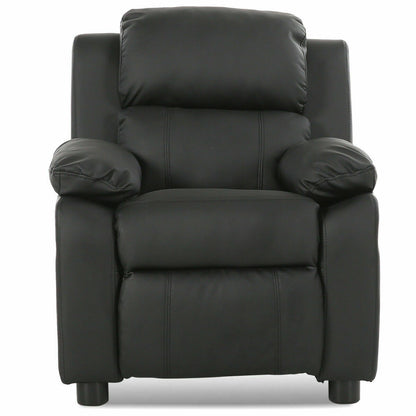 Kids Deluxe Headrest Recliner Sofa Chair with Storage Arms, Black Kids Chairs & Seating at Gallery Canada