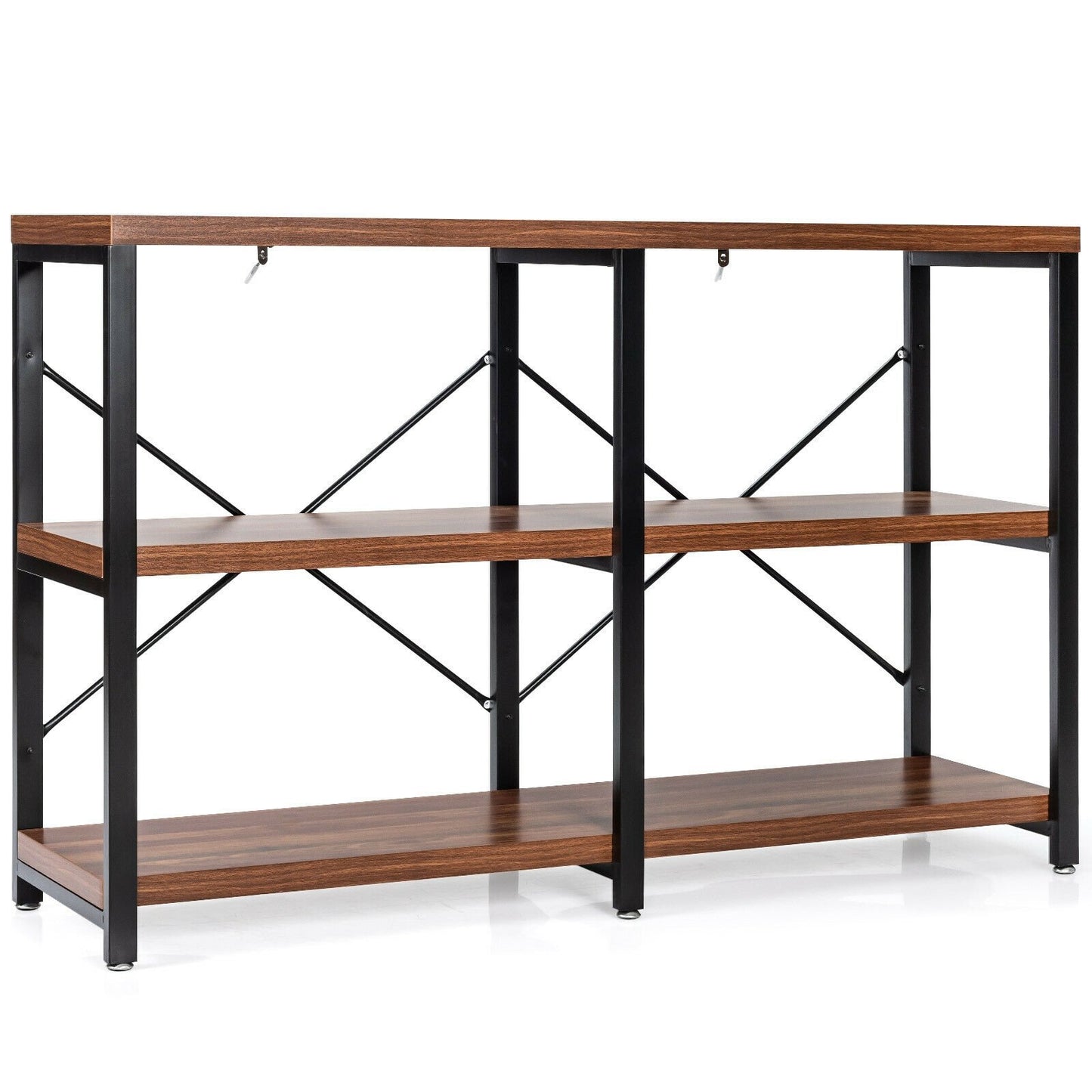 3 Tier 47 Inch Console Metal Frame Sofa Table, Rustic Brown - Gallery Canada