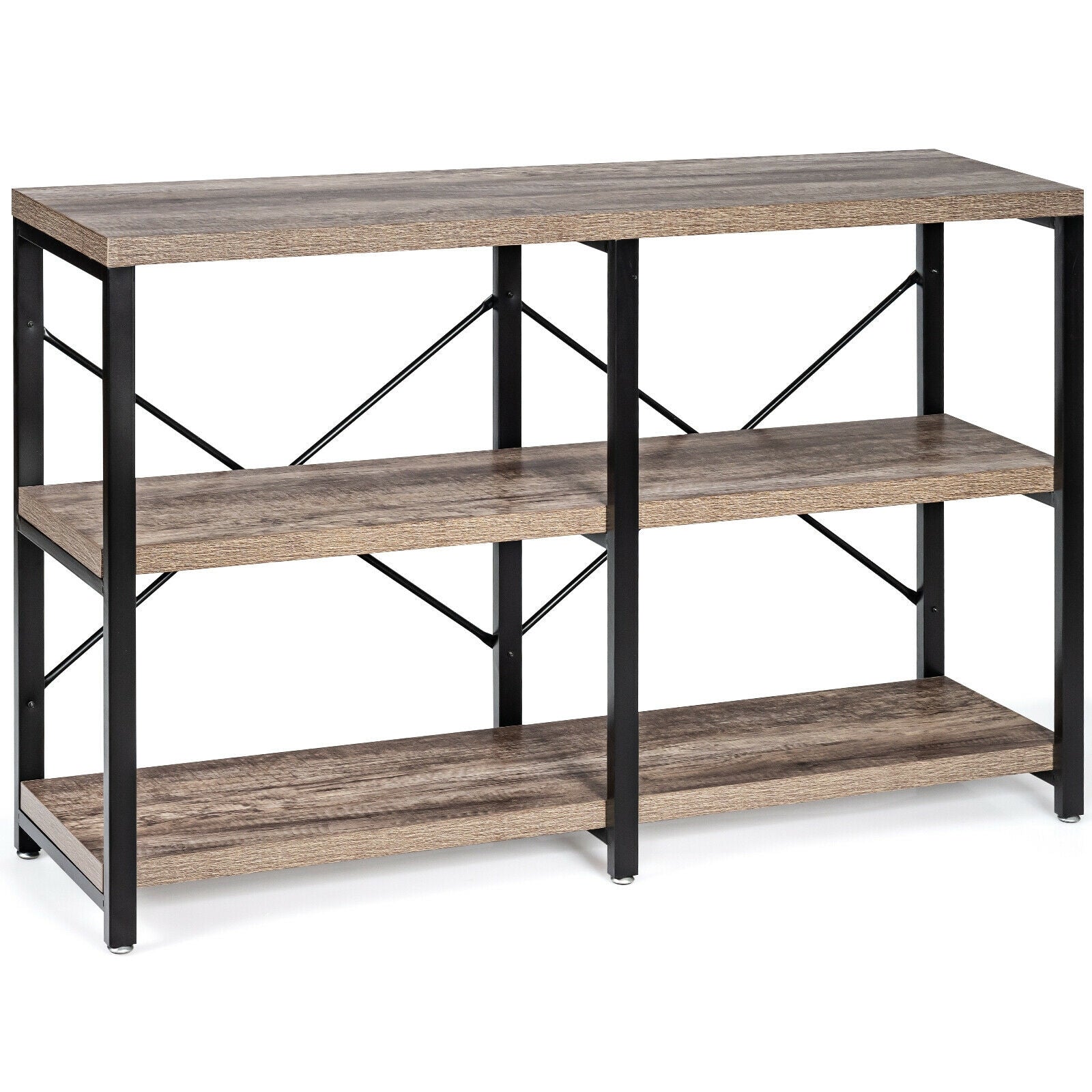3 Tier 47 Inch Console Metal Frame Sofa Table, Natural Console Tables at Gallery Canada