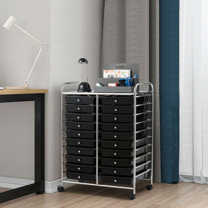 20 Drawers Storage Rolling Cart Studio Organizer, Black File Cabinets at Gallery Canada