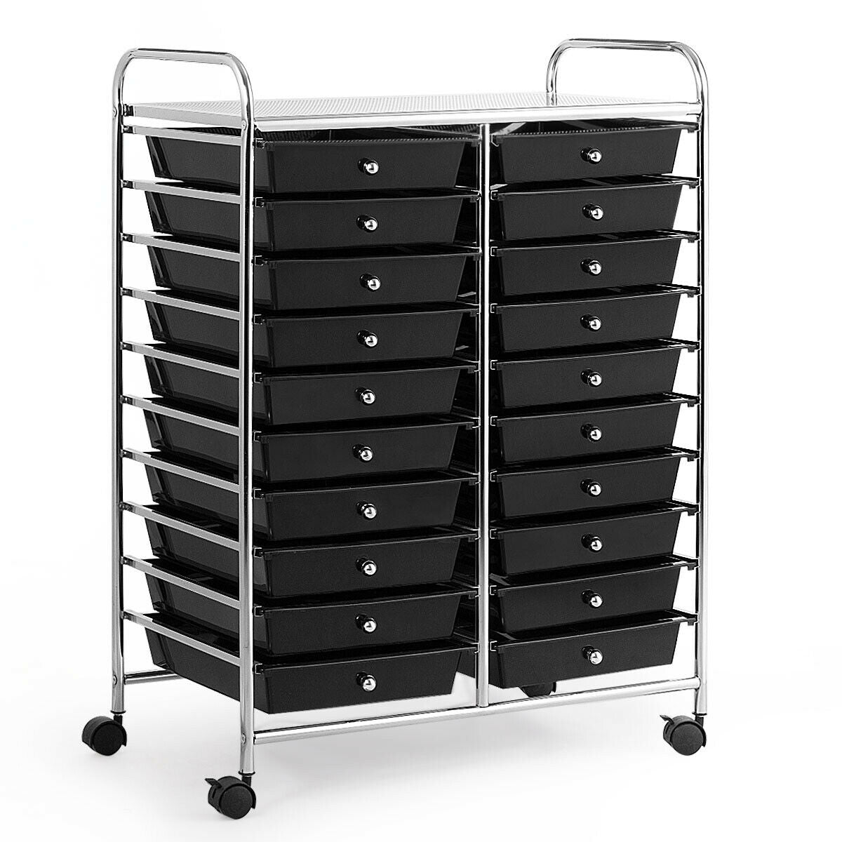 20 Drawers Storage Rolling Cart Studio Organizer, Black File Cabinets at Gallery Canada