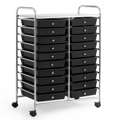 20 Drawers Storage Rolling Cart Studio Organizer, Black File Cabinets at Gallery Canada