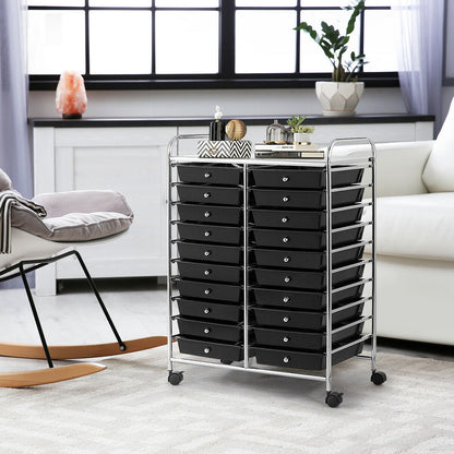 20 Drawers Storage Rolling Cart Studio Organizer, Black File Cabinets at Gallery Canada