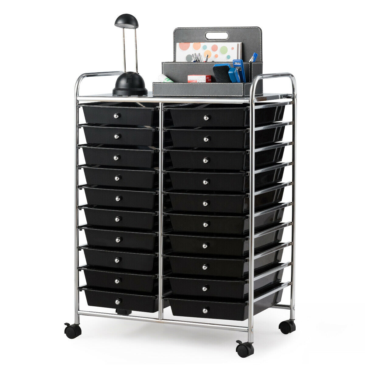 20 Drawers Storage Rolling Cart Studio Organizer, Black File Cabinets Black at Gallery Canada