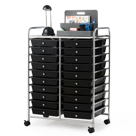20 Drawers Rolling Cart Storage Organizer, Black File Cabinets Black at Gallery Canada