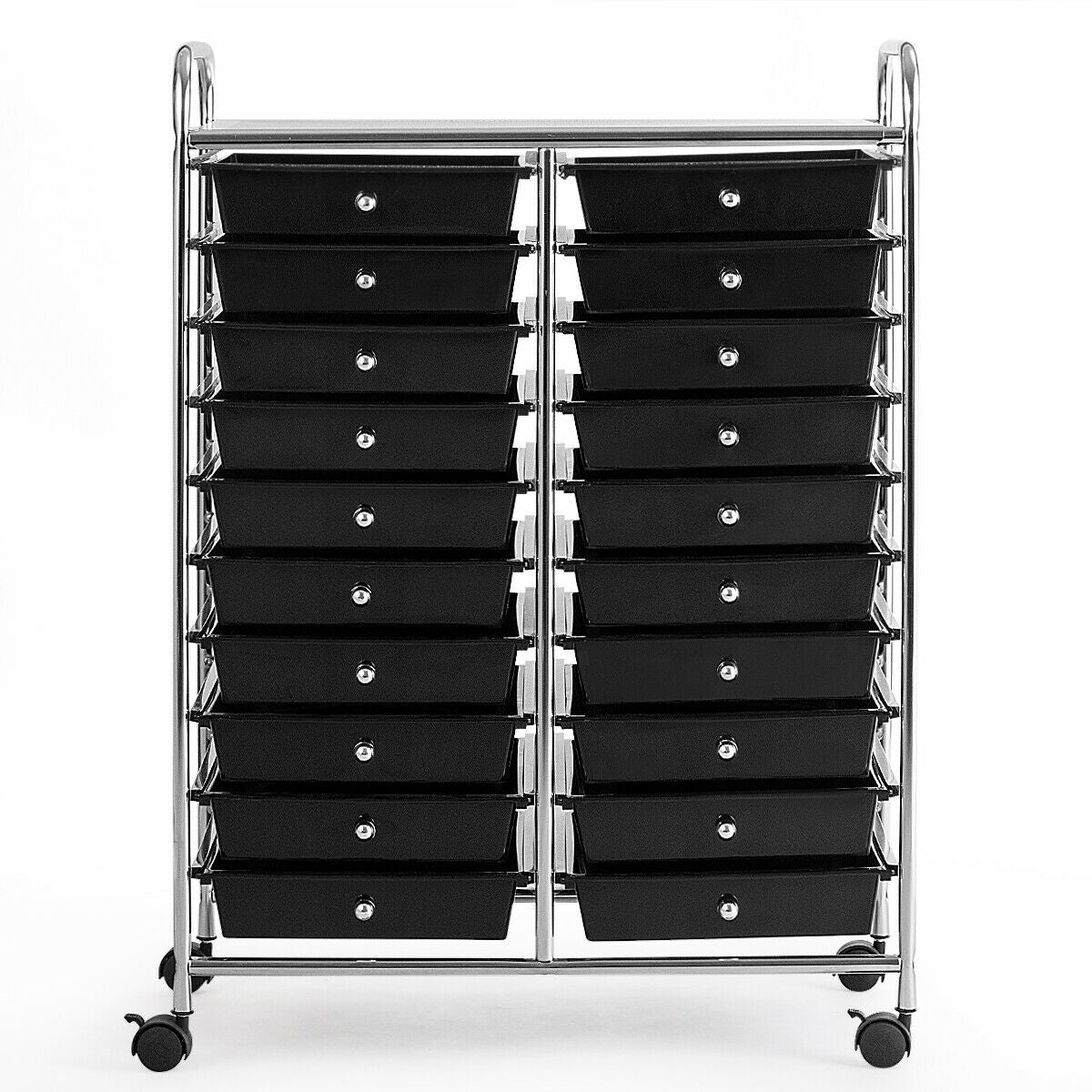 20 Drawers Storage Rolling Cart Studio Organizer, Black File Cabinets at Gallery Canada