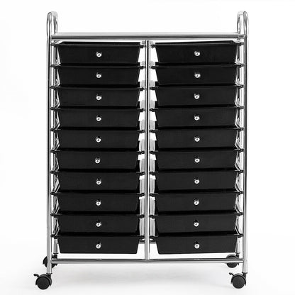 20 Drawers Storage Rolling Cart Studio Organizer, Black File Cabinets at Gallery Canada