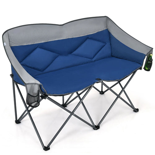 Folding Camping Chair with Bags and Padded Backrest, Blue