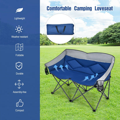 Folding Camping Chair with Bags and Padded Backrest, Blue - Gallery Canada