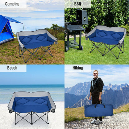 Folding Camping Chair with Bags and Padded Backrest, Blue - Gallery Canada