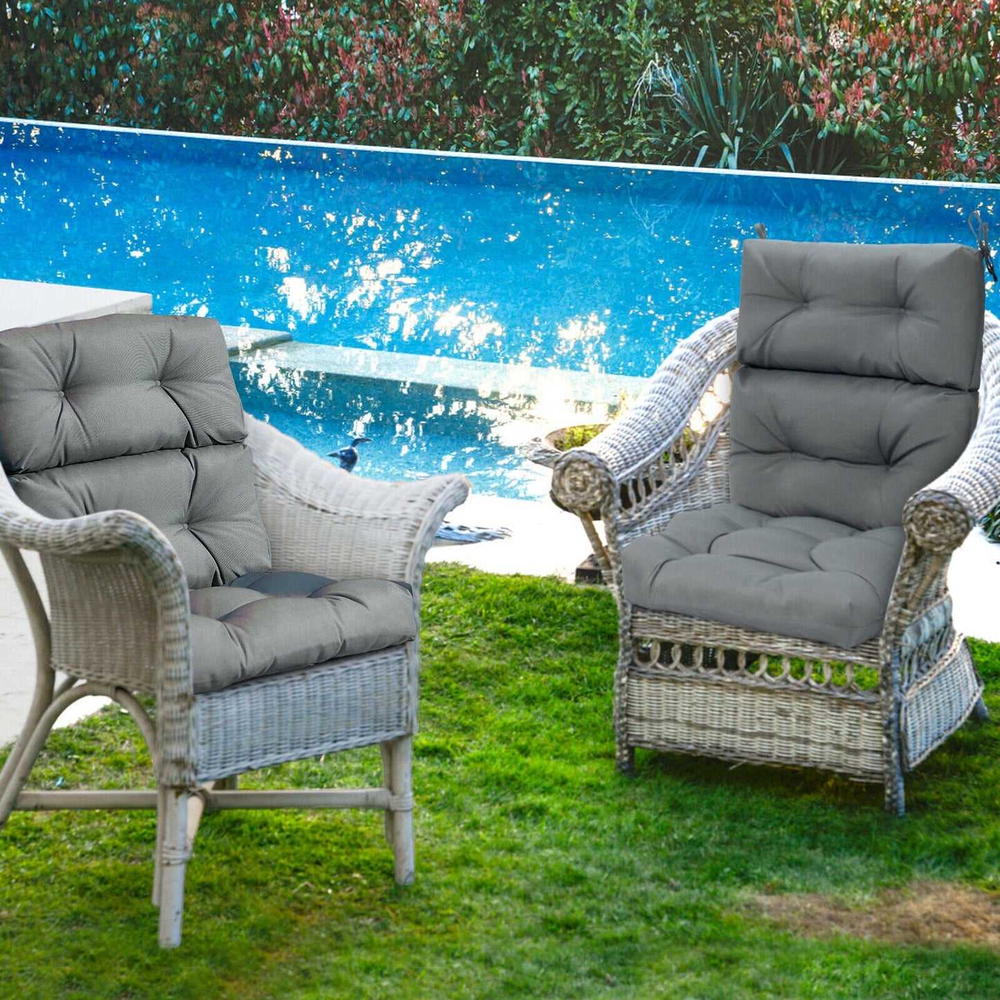 22 x 44 Inch Tufted Outdoor Patio Chair Seating Pad, Gray Outdoor Furniture Accessories at Gallery Canada