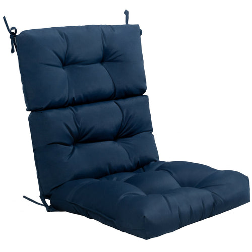 22 x 44 Inch Tufted Outdoor Patio Chair Pad, Blue