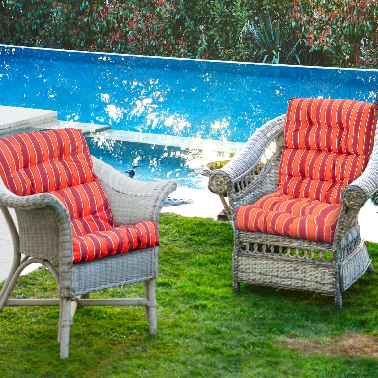 22 x 44 Inch Tufted Outdoor Patio Chair Seating Pad, Red Outdoor Furniture Accessories at Gallery Canada