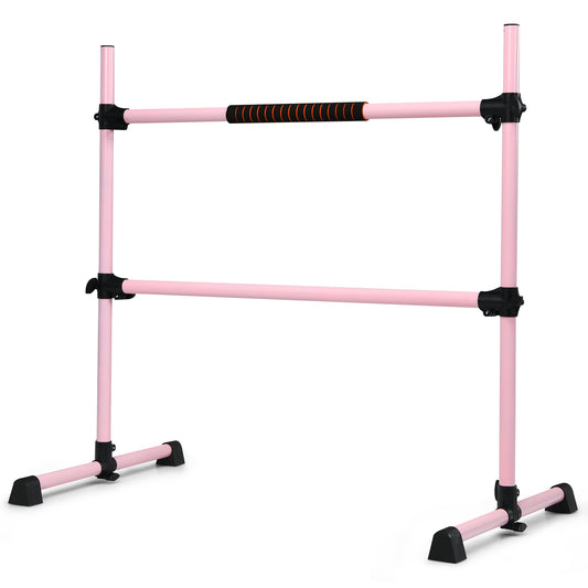 4 Feet Portable Freestanding Stable Construction Pilates Ballet Barre with Double Dance Bar, Pink Yoga Accessories Pink at Gallery Canada