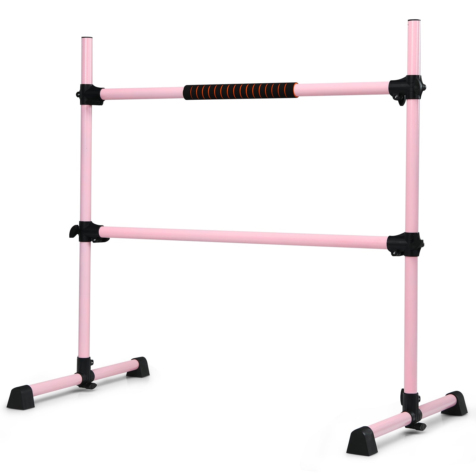 4 Feet Portable Freestanding Stable Construction Pilates Ballet Barre with Double Dance Bar, Pink Yoga Accessories at Gallery Canada