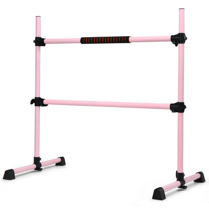4 Feet Portable Freestanding Stable Construction Pilates Ballet Barre with Double Dance Bar, Pink Yoga Accessories at Gallery Canada