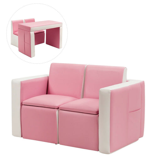 Multi-functional Kids Sofa Table Chair Set, Pink