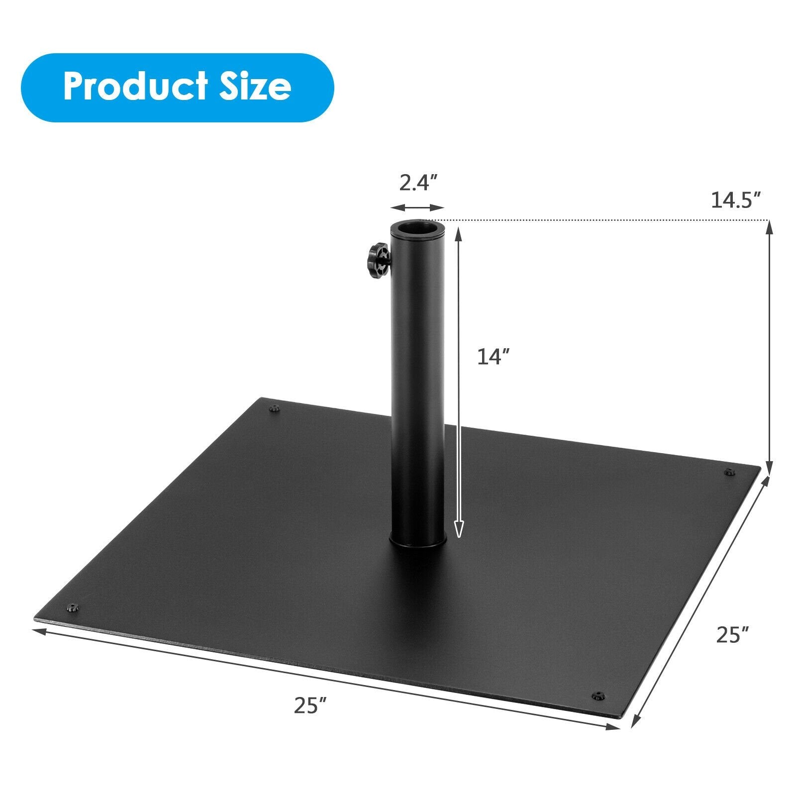 40 lbs Square Umbrella Base Stand with for Backyard Patio, Black - Gallery Canada