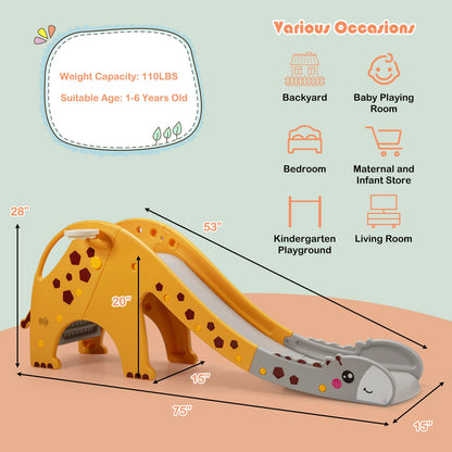 3-in-1 Kids Climber Slide Play Set with Basketball Hoop, Yellow Climbers & Slides at Gallery Canada