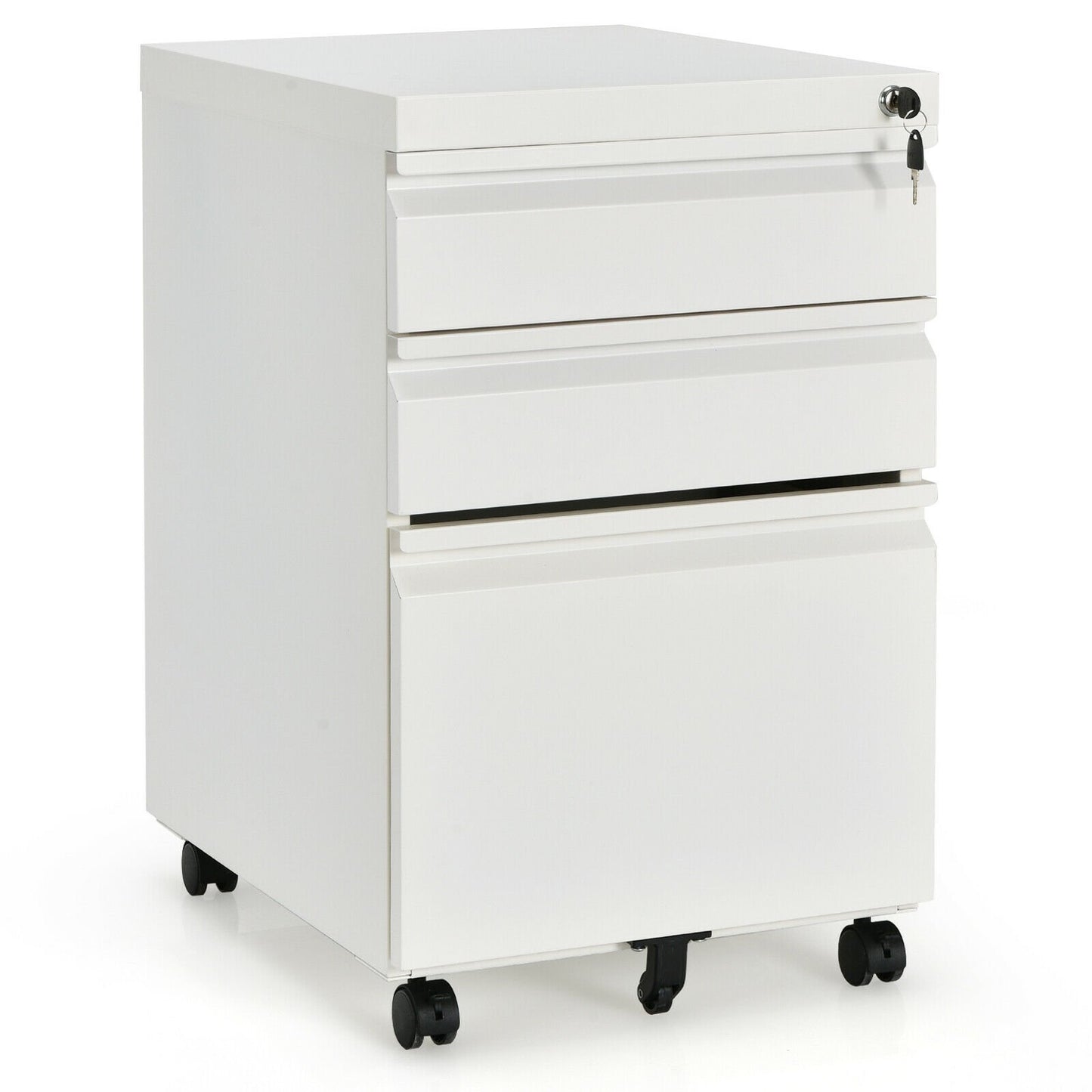 3-Drawer Mobile File Cabinet Stee with Lock, White - Gallery Canada