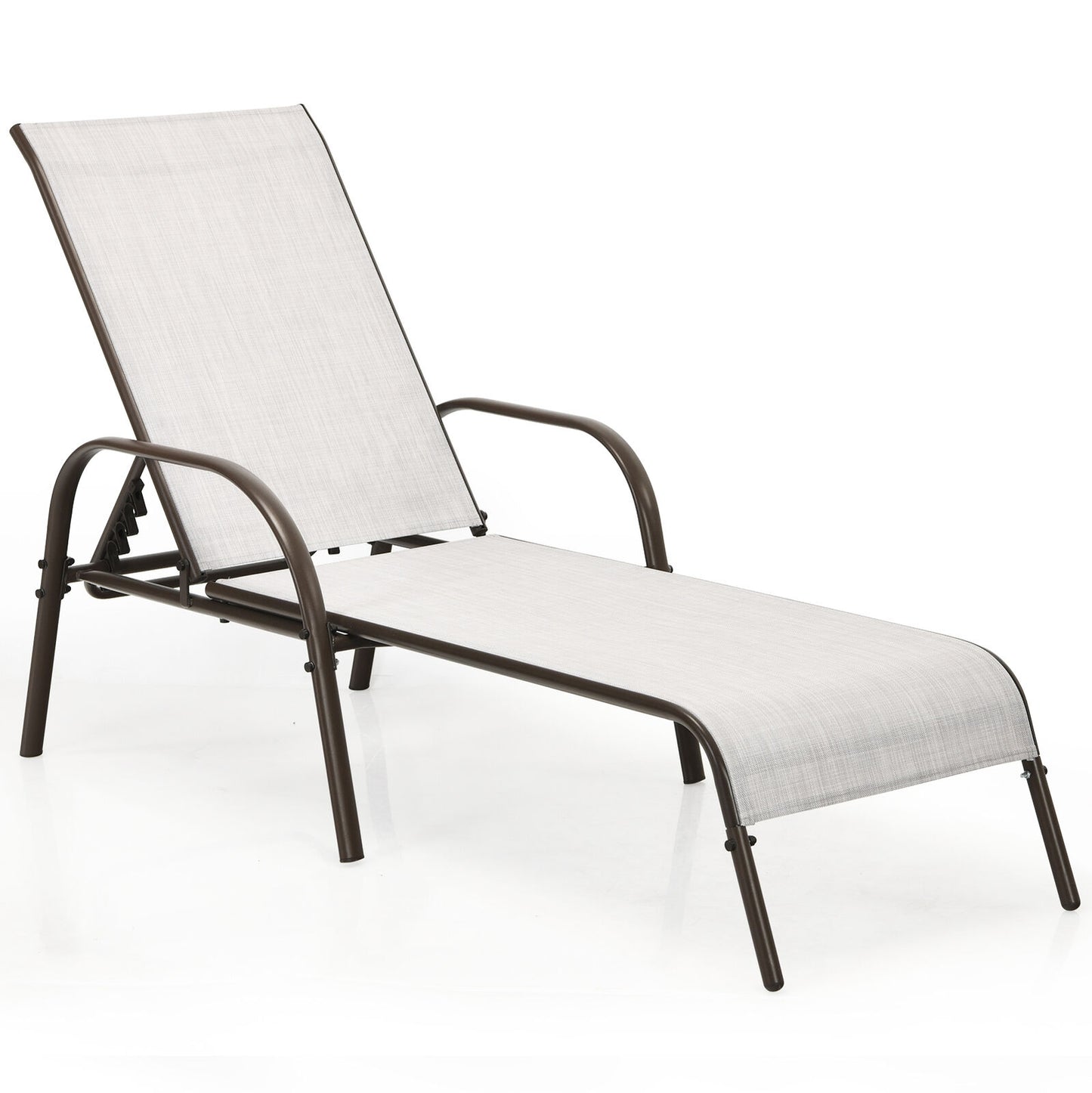 Adjustable Patio Chaise Outdoor Folding Lounge Chair with Adjustable Backrest, Gray Outdoor Chaise Lounges at Gallery Canada