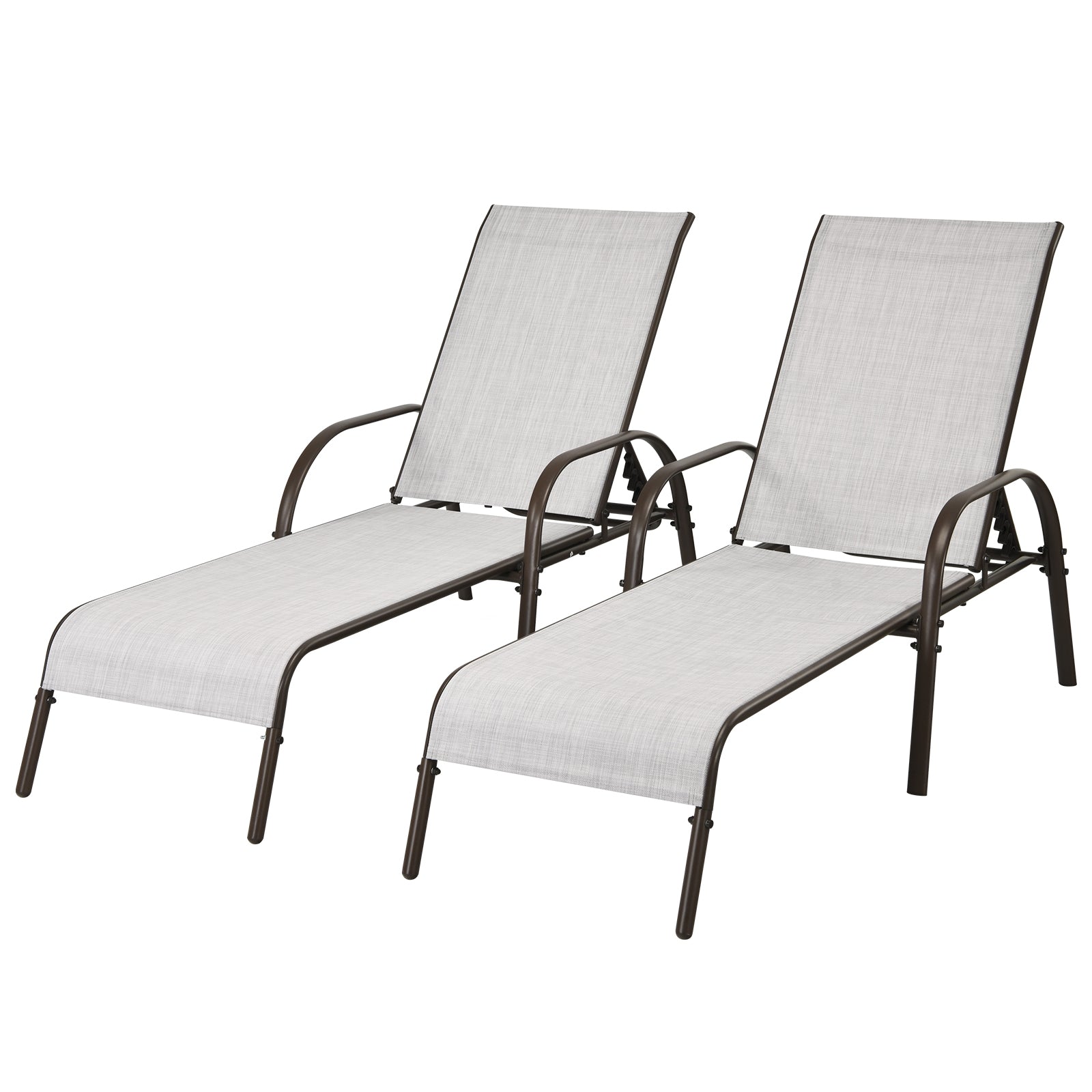 Adjustable Patio Chaise Outdoor Folding Lounge Chair with Adjustable Backrest, Gray Outdoor Chaise Lounges at Gallery Canada