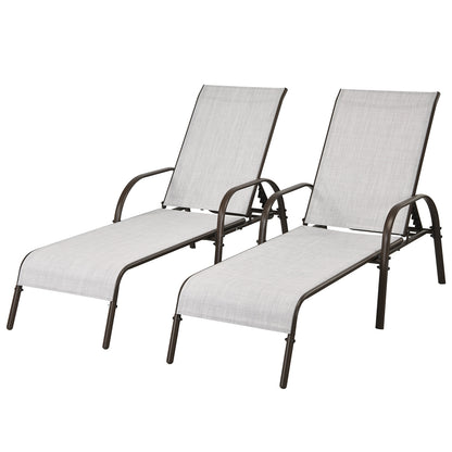 Adjustable Patio Chaise Outdoor Folding Lounge Chair with Adjustable Backrest, Gray Outdoor Chaise Lounges at Gallery Canada