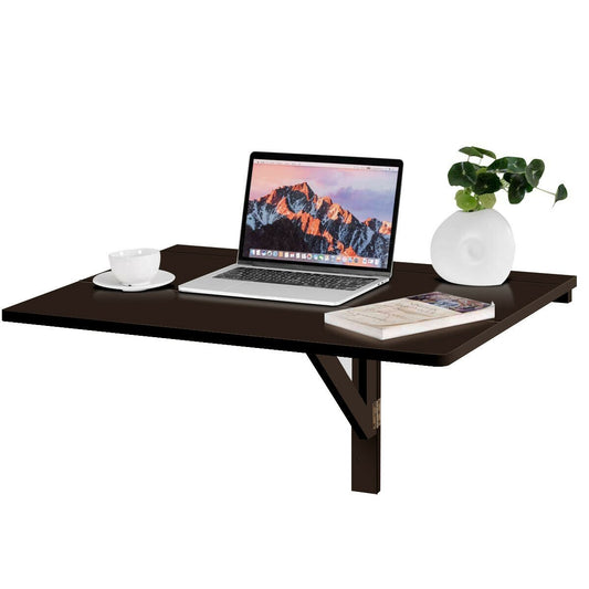 Space Saver Folding Wall-Mounted Drop-Leaf Table, Brown - Gallery Canada