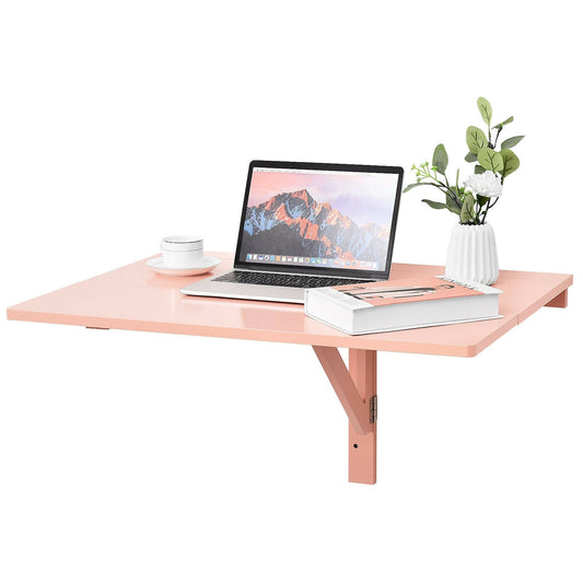 Space Saver Folding Wall-Mounted Drop-Leaf Table, Pink - Gallery Canada