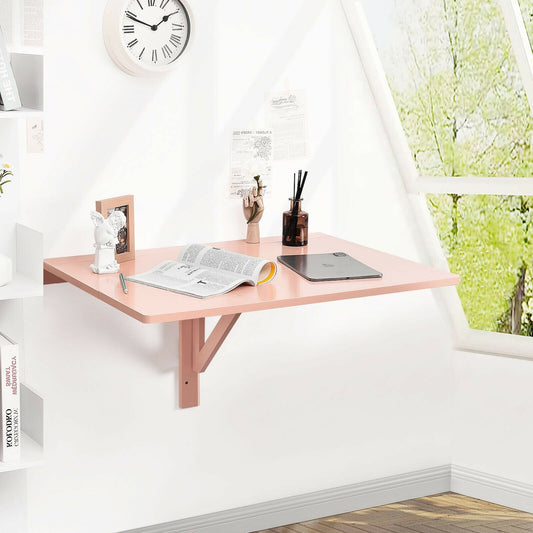 Space Saver Folding Wall-Mounted Drop-Leaf Table, Pink - Gallery Canada