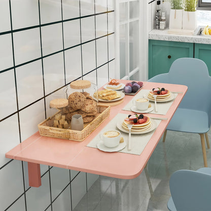 Space Saver Folding Wall-Mounted Drop-Leaf Table, Pink