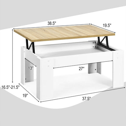 Lift Top Coffee Pop-UP Cocktail Table, White - Gallery Canada