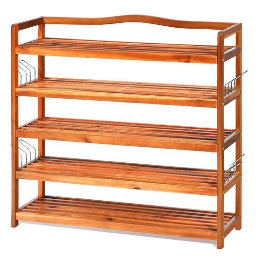 5-Tier Wood Large Shoe Rack Holds up 12-18 Pairs, Natural - Gallery Canada