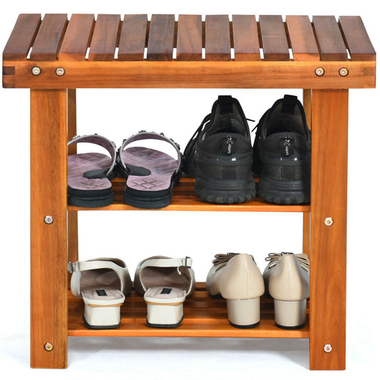 3-Tier Wood Shoe Bench Boots Organizer, Natural Shoe Racks & Storage Benches Natural at Gallery Canada
