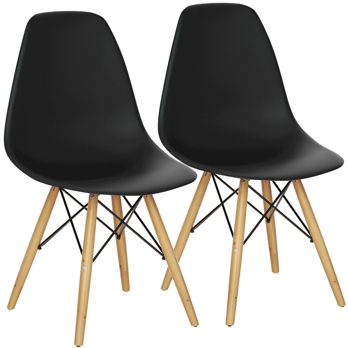 Set Of 2 Mid-Century Modern Dining Side Chairs, Black, Dark Dining Chairs at Gallery Canada