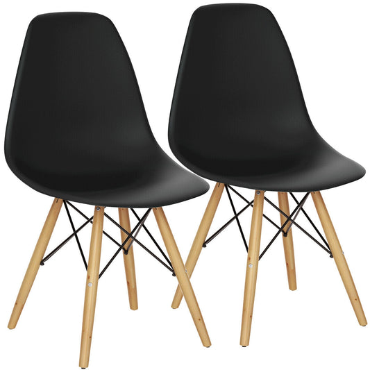 Set Of 2 Mid-Century Modern Dining Side Chairs, Black, Dark Dining Chairs Black at Gallery Canada