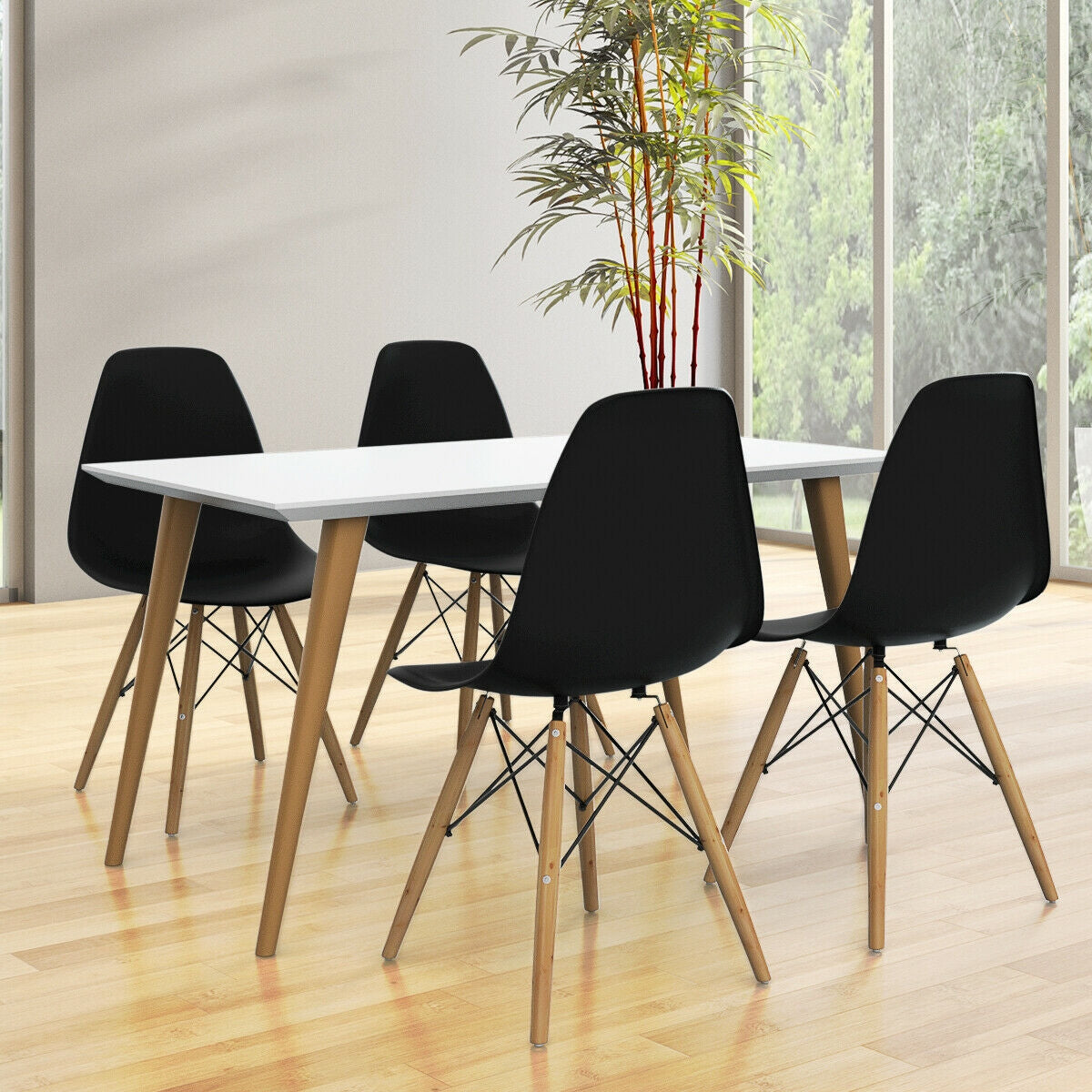 Set Of 2 Mid-Century Modern Dining Side Chairs, Black, Dark Dining Chairs at Gallery Canada